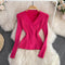 Cross V-neck Solid Color Knitwear