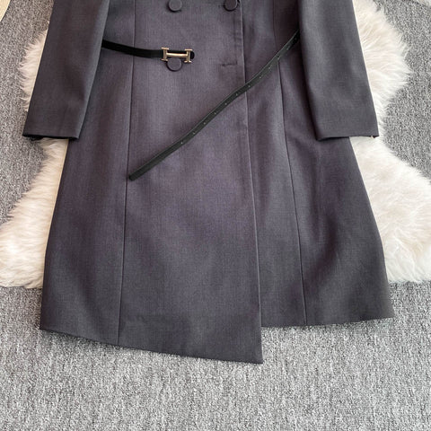 OL Outfit Double-breasted Suit Dress