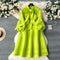 Bow-tie Solid Color Ruffled Dress