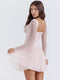 Pink Lace Patchwork Pleated Dress