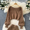 Sweater&Fringed Skirt Twisted Knit 2Pcs