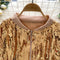 Niche Shiny Fringe Zipped Jacket