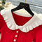 Doll Collar Ruffled Fishtail Knitted Dress