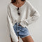 Oversized Draped Neckline Hollowed Sweater