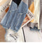 Denim Sleeve Patchwork Colorful Sweater