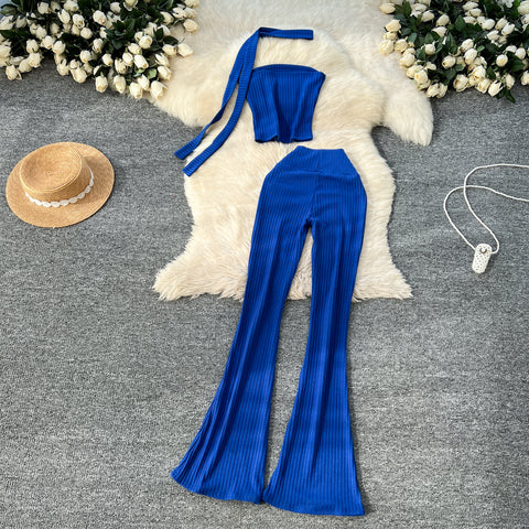 Tank Top & Flared Sleeve Knitted 2Pcs