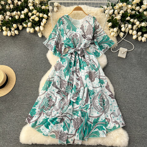 Floral Printed Loose-fit Chiffon Dress