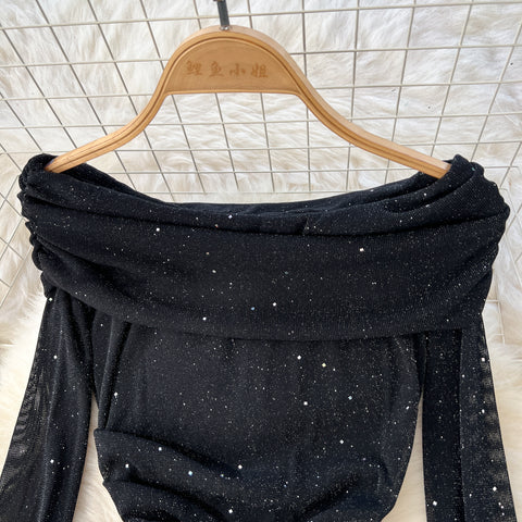 Delicate Sequined Black Fishtail Dress