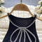 Rhinestone Bow Sleeveless Black Dress