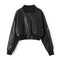 Vintage Zipped PU Padded Jacket