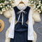 Denim Vest Dress&Bottoming Shirt 2Pcs