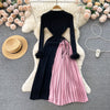 Color Blocking Patchwork Knitted Dress