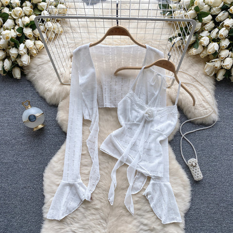Camisole&Cardigan Ruffled Knit 2Pcs