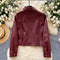 Chic Lapel Zipped PU Jacket