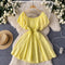 Sweetie Pleated Solid Puffy Dress