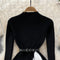 Patchwork Gradient Knitted Black Dress