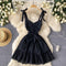 Sweetie Pleated Lace-up Puffy Dress