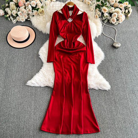 Sexy Waist-slimming Fishtail Halter Dress