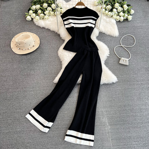 Sleeveless Knitwear&Wide-leg Trousers 2Pcs