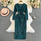 French Style V-neck Velvet Dress