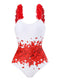 Customized  One-piece Petals Backless  Swimsuit