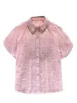 Niche Beaded Hollowed Mesh Blouse