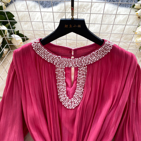 Rhinestone Studded Mesh Patchwork Dress