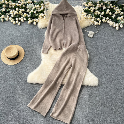 Knitted Hoodie&Trousers Casual 2Pcs