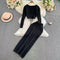 Lace-up Knitwear&Skirt Knitted 2Pcs