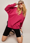 Round Collar Candy Color Sweatshirt