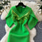 Elegant V-neck Sequined Green Dress