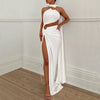 One-shoulder Pleated Hollowed Split Dress