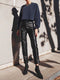 Body-shaping PU Leather Ninth Pants