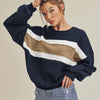 Color Blocking Striped Pullover Sweatshirt