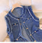 Niche Furry Denim Sleeveless Jacket