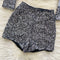 V-neck Cardigan&Sequined Shorts 2Pcs