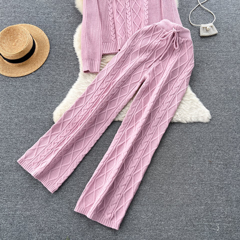 Twisted Sweater&Draped Trousers 2Pcs
