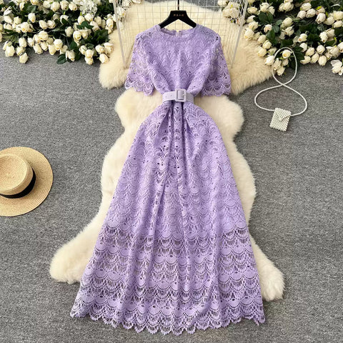 Delicate Hollowed Crochet Lace Dress