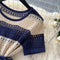Knitwear&Skirt Color-blocking Striped 2Pcs