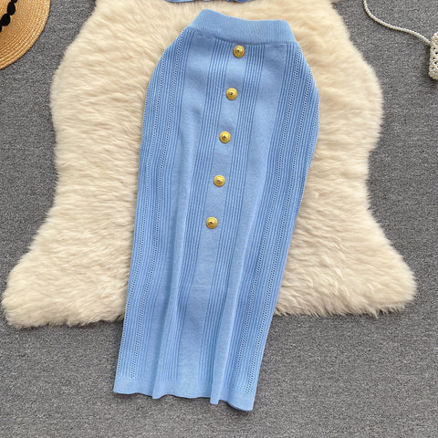 Elegant Knitwear&Skirt Knitted 2Pcs