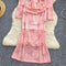 Cardigan&Printed Dress Tie-dye 2Pcs