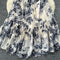Ink Printed Floral Ruffled Slip Dress