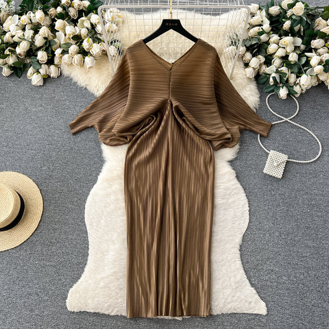 High-end Pleated Floral Printed Dress