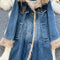 Thermal Thickened Denim Patchwork Coat