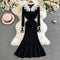 Niche Doll Collar Knitted Black Dress