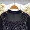 Sequined Mesh Patchwork Black Dress