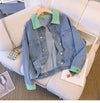 Vintage Color-blocking Denim Jacket