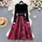 Courtly Floral Patchwork Black Dress