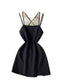 Simple Design Split Black Slip Dress
