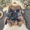 3D Painting Embroidered Oversized Sweater